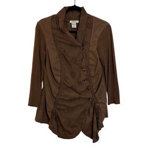 Prairie Underground Embroidered Organic Cotton Topper Jacket Size S Brown Boho